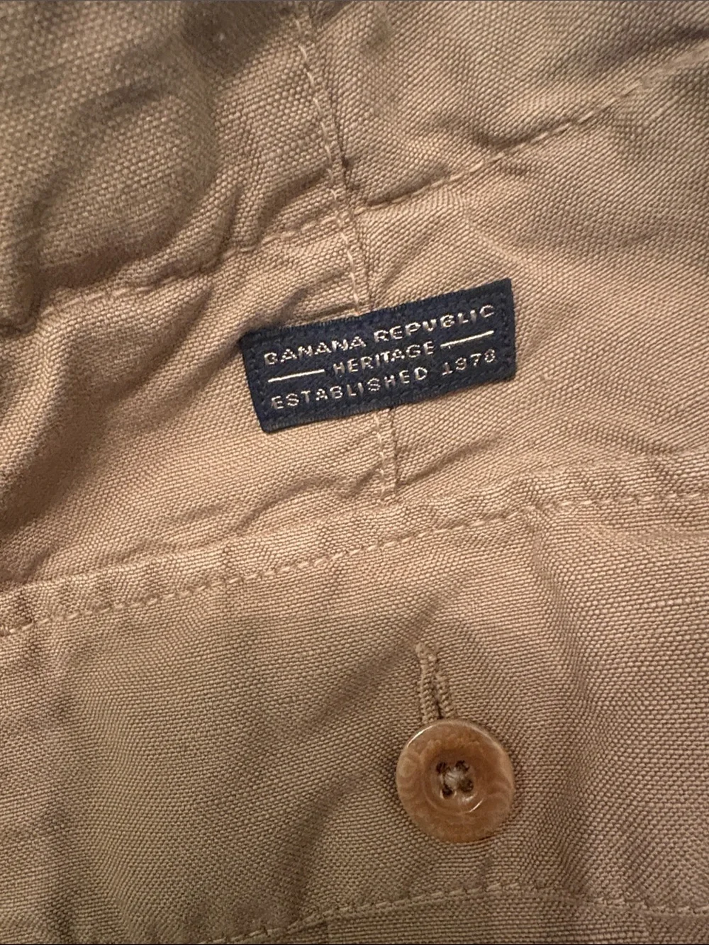 Banana Republic khaki Button/Drawstring Linen blend pants